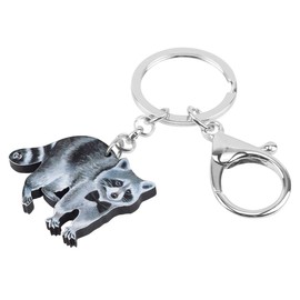 WEVENI Cute Northern Raccoon Acrylic Keyring Gifts for Women Girls Bag Car Key Wallet Gray Acrylic, gray