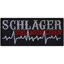 Schlager sind mein Leben Sew-on Music Fan Iron-On Biker Patch Funny Saying Traditions Badge Rocker Iron-On Transfer Sticker Gift Application for Leather Jackets Hat Jeans Bag 90 x 40 mm