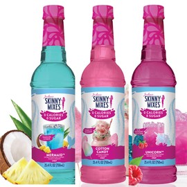 Jordan's Skinny Syrups Fantasy Collection Variety Pack: Sugar Free Mermaid, Sugar Free Unicorn, and Sugar Free Cotton Candy. (One 25.4 fl oz Bottle of Each Flavor)