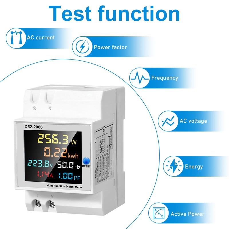 Electricity Meter, DIN Rail, LCD Digital Energy Meter, AC40-300 V,