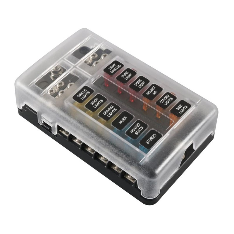 12 Way Fuse Box with Negative Terminals and Fuse Wire