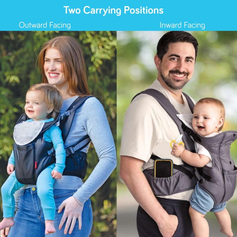 Nuby Deluxe Grey Baby Carrier Newborn to Toddler Ergonomic Comfort