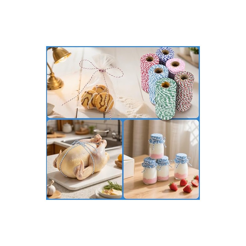 Colorful Cotton Twine - 6 Rolls of Eco-Friendly Bakers String