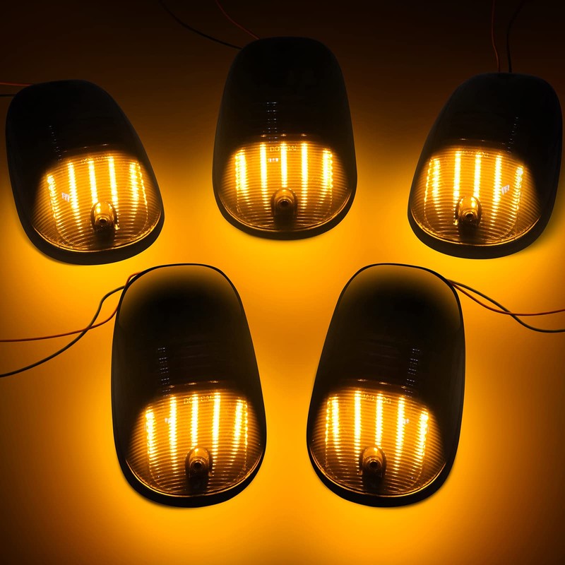 R&F Auto 5Pcs Smoked LED Cab Roof Marker Lights Compatible