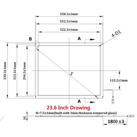 23.6 Inch Multi Points IR Touch Screen, Infrared Touch Screen Panel, USB Free Driver with Tempered Glass for Kiosks, Touch Screen Monitor, Interactive Device Machine