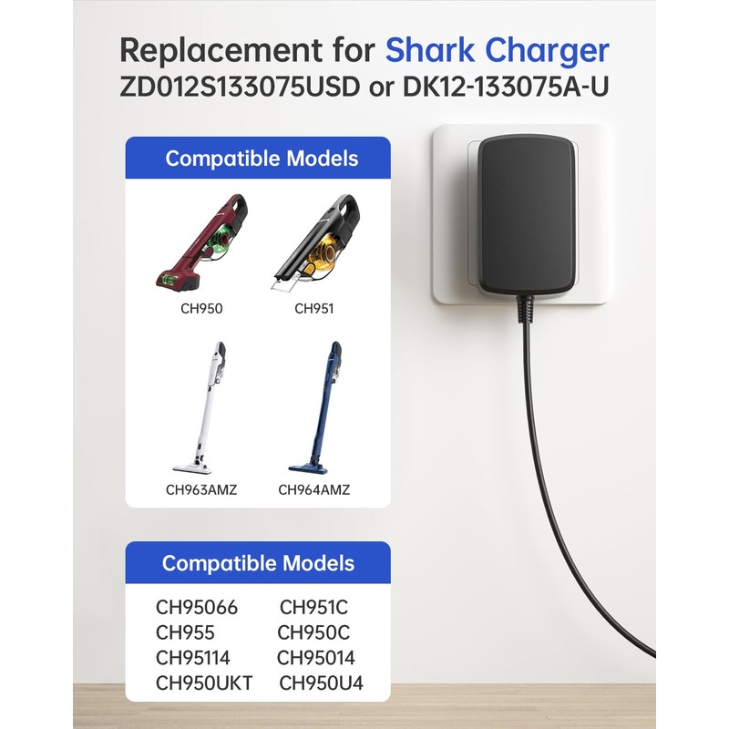 Naubluvo 13.3V Replacement Charger for Shark Cordless Vacuum, Compatible with