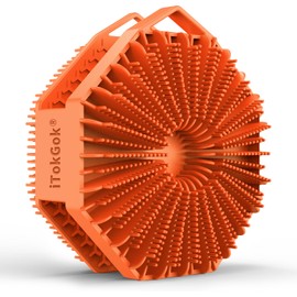 iTokGok® Premium 2-in-1 Silver-Infused Silicone Body Scrubber, Double-Sided Design Body Brush Silicone Body Scrubber Exfoliating Body Brushes for All Skin for Showering, Lathers Well - Orange