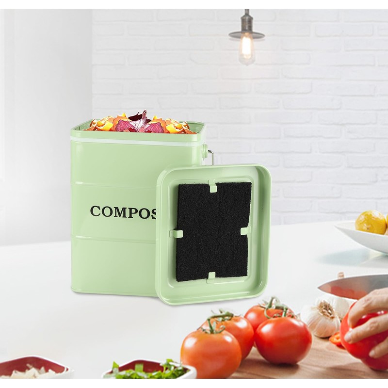 Compost Bin Kitchen Countertop Indoor Compost Pail Bucket, Great for