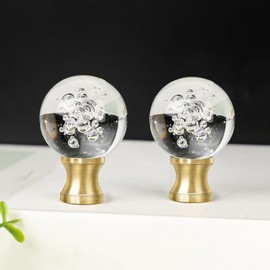 2 Pieces Crystal Lamp Finial Decorative Lamp Top Accessories Lamp Cap Knob Lamp Screw Topper Clear Lamp Finial With Polished Chrome Base Knob For Lamp Shade Indoor Lamp Top Ornaments
