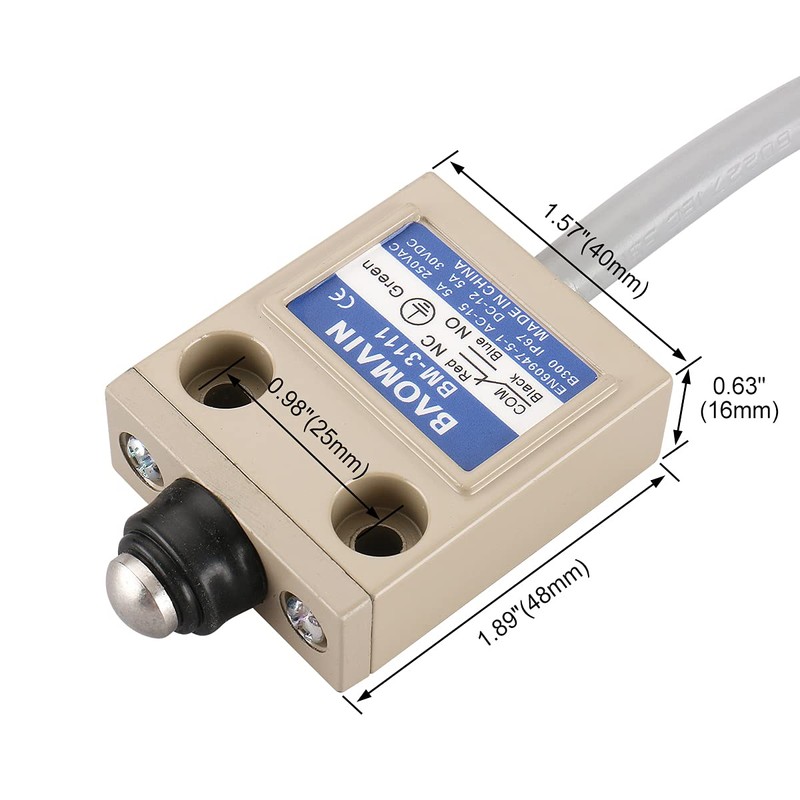 Baomain Limit Switch TZ-3111 (BM-3111) Sealed Plunger Momentary SPDT 1NO