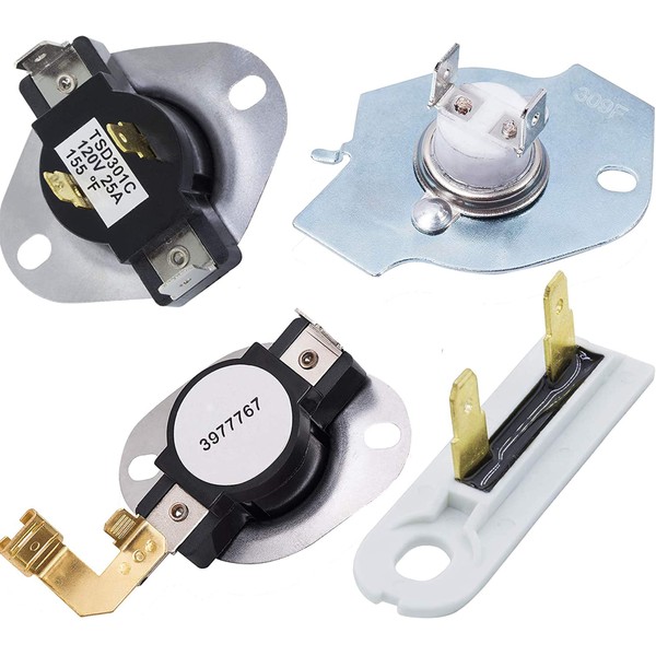 [LIFETIME WARRANTY] 3387134 Cycling Thermostat 3392519 Dryer Thermal Fuse 3977393 Thermal Cut-off Switch 3977767 High-limit Thermostat Kit by BlueStars - Exact Fit for Whirlpool Kenmore Maytag Dryers