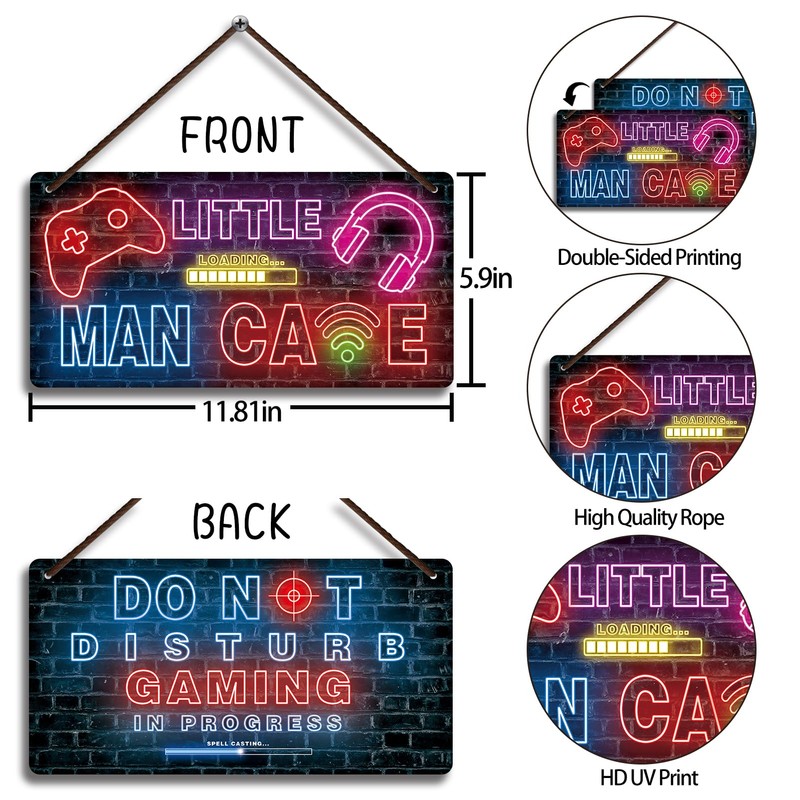 Fun-Plus Little Man Cave Sign, Game Room Decor for Boys,