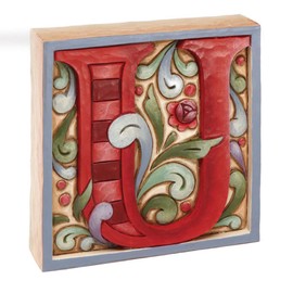 Jim Shore Heartwood Creek Monogram Letter U Figurine 4013215U