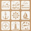9 Pcs Compass Anchor Stencils for Painting Reusable Plastic 6×6