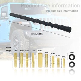 Universal Car Radio Rubber Antenna,Mast 7 inch AM/FM Roof Top or Side Mount Vehicle Antennae, Replacement Widely Compatible(with 9 Screws)