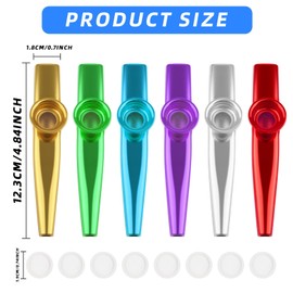 6 PCS Metal Kazoos with 8 PCS Spare Diaphragms - Premium Kazoos Musical Instruments for Adults & Kids, A Good Companion for Ukulele, Violin, Guitar,Piano Keyboard, Perfect for Parties, Music Lovers