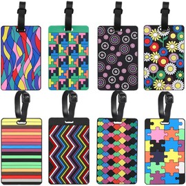 JCZD Travel Luggage Suitcase Labels ID Tags Business Card Holder, Multi Colored-8PCS