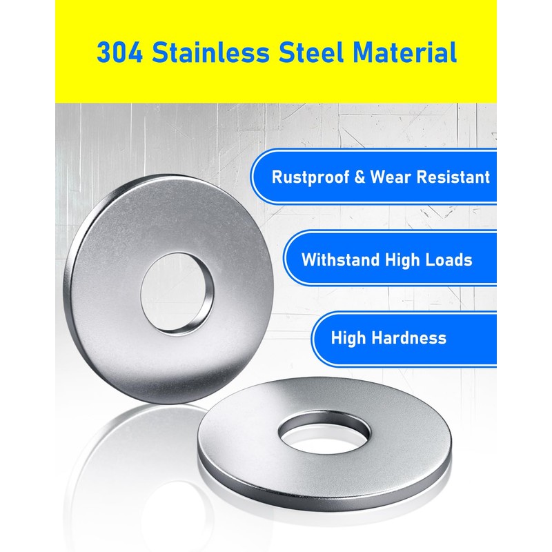 HOLMOL M10 Washers 30PCS, 304 Stainless Steel Penny Washers M10