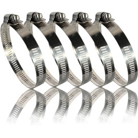 Hose Clamps Stainless Steel | 46-70 mm [Pack of 5] Professional 304 Quality | Hose Clamp | Hose Clamps Suitable for Washing Machine or as Garden Hose Clamps & Pool Hose Clamps