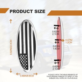 Front Grill Oval Emblem for Ford, 9 Inch American Flag Badge Compatible with Ford F150 F250 F350 11-14 Edge 11-16 Explorer (Silver)