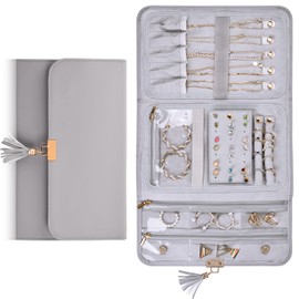 Daelesr Foldable Jewellery Bag, Jewellery Rolls, Travel Jewellery Boxes, Portable, Jewellery Organisers, Travel Jewellery Storage Bag for Rings, Necklaces, Earrings, Bracelets, Watches, Brooches