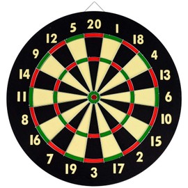 EDMBG New Dart Board + 6 Brass Darts Flag Checkers 16.5" inch