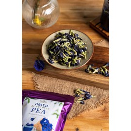Pure Dried Butterfly Pea Flower Tea Herbal for Hot Tea Mix, Iced Teas, Smoothie, Coolers, Cocktails Mixer, Cookies, Snacks and Coffee Mix - Dried Blue Flowers Tea (30gram x 2packs)
