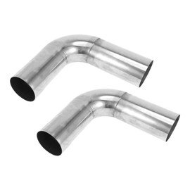Motoforti 90 Degree Mandrel Exhaust Tube Car Exhaust Pipe Mandrel Bend Tubing Pipe 2.5" OD 7.87" Leg Length 304 Stainless Steel Silver Tone 2 Pcs