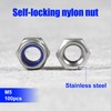 SPEEDWOX 100 PCS M5 x 0.8mm Nylon Insert Nuts Locknuts,