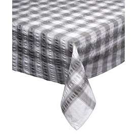 Seersucker Rectangle Checked Tablecloth Cotton Check Table Linen 50in x 90in Smoke Grey