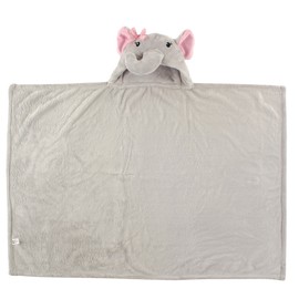 Hudson Baby Unisex Baby and Toddler Hooded Animal Face Plush Blanket, Pretty Elephant, One Size