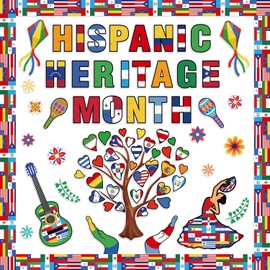 LOONELO Hispanic Heritage Month Bulletin Board Decorations Set, 96pcs Latin American Spanish Flags Cutouts for Classroom, National Heritage Chalkboard Decor for School Wall Supplies
