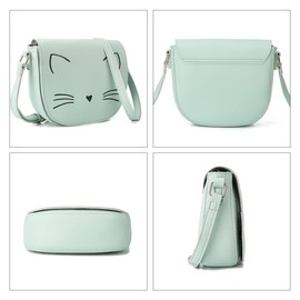 Gladdon Small Cat Shoulder Bag, Girls' Cute Handbag, Teenagers and Children Cat Bag, Green, Fashionable