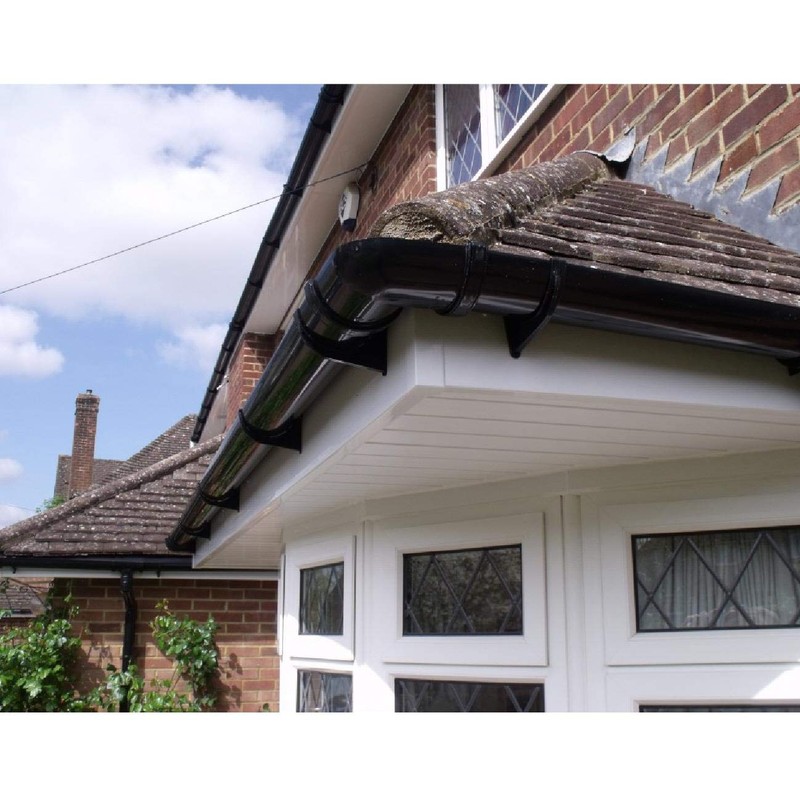 4 x Black Half Round Fascia Gutter Brackets, Freeflow 112mm