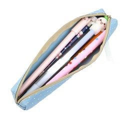 Blue Pencil Case, Cute Stationeries Pouch, Kawaii Pencil Pouch, Candy Color Pencil Box, Super Slim Pen Bag, Wave Point Cosmetic Bag