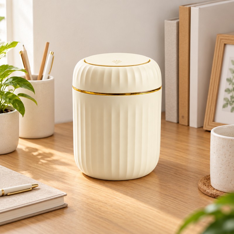 Mini Desktop Trash Can with Lid for Home & Office