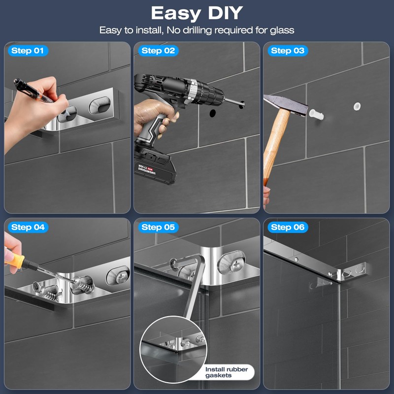Heavy Duty Fixed Glass Clamp Support Bracket for Frameless Shower