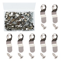 100PCS Metal Picture Frame Turn Buttons with Screws,Durable Picture Frame Hardware Backing Clips, Secure Frame Turn Button Fasteners for Photo Frames, Artwork Display (Silver, 100pcs)
