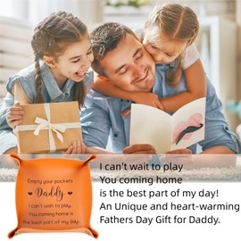 Gifts for Dad from Daughter Son Dad Gift for Birthday Fathers Day Husband Gifts from Wife New Dad Gifts Valet Tray Valentines Day Christmas Dad Gifts for First Time Dad Father Stepdad Men Leather Tray