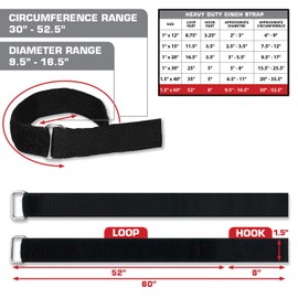 Heavy Duty Cinch Straps with Stainless Steel Metal Buckle, Reusable Durable Hook and Loop, Multipurpose Securing Straps - 6 Pack - 1.5" x 20"