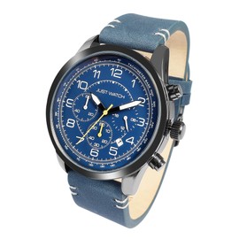 Just Watch Atticus Men's Chronograph Leather 5 Bar Date Stopwatch Analogue JW20173, blue, Classic