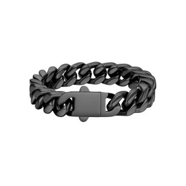 FaithHeart Black Cuban Link Bracelet for Men - Stainless Steel 5/7/9/12mm Width 7.5"/8.3"/9" Length Sturdy Heavy Duty Wrist Chain Bracelet Hip Hop Jewelry Birthday Gifts for Him