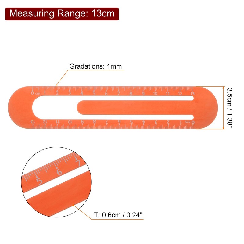 sourcing map Straight Ruler 13cm Metric Bookmark Clip Ruler Metal