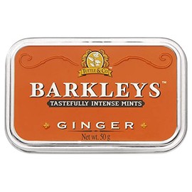 Barkleys Ginger Breath Mints - Strong Ginger Flavor Cool Mint Candy For Party, After Dinner, Wedding, Every Day Use - Vegan Breath Freshener In Reusable Classic Travel Tins - 50-count, 1-pack