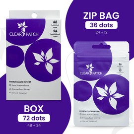 Clear Patch Pimple Patches - Spot Patches for Acne Treatment and Face Care, Hydrocolloid Patches for Adults & Teenagers, 72 Patches in 2 Sizes (9mm & 12mm) for Effective Spot Treatment