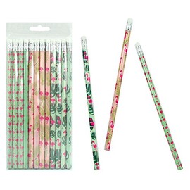 Set of 12 Flamingo Pencils with Eraser