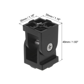 sourcing map 2Pcs Die-Cast Aluminum Pivot Joint 180°Adjustable Flexible Pivot Joint Connector for 3030 Series Aluminum Extrusion Profile, Aperture 8mm, Black