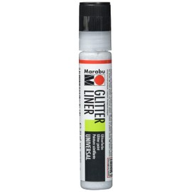 Marabu 18030009582 - Glitter Liner silber, Glitzer - Effektfarbe auf Wasserbasis für bezaubernde Glitzereffekte auf Stoff, Holz, Metall speichelecht, einfache Fixierung