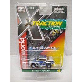Auto World SC412-1A 1955 Bel Air HO Scale Electric Slot Car - Silver and Blue