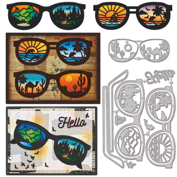 GLOBLELAND Cutting Dies with Sunglasses Landscape for DIY Scrapbooking Metal
